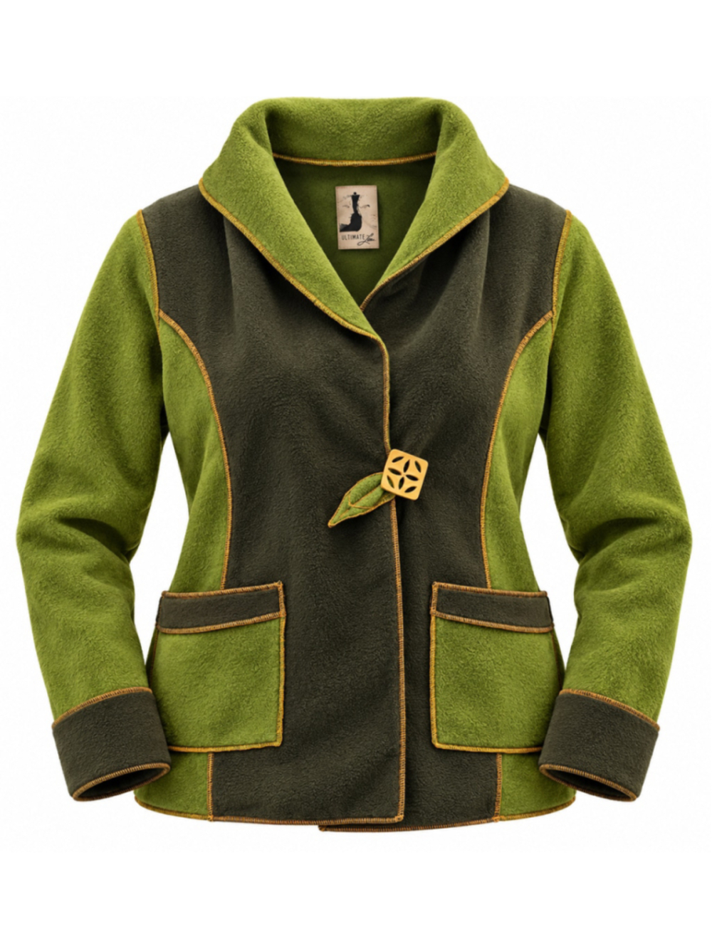 Women's Ultimate Lee Fleece Jacket XL Green Dark Green Toggle Closure
398